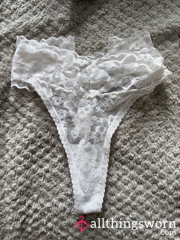 Cream Lace Thong
