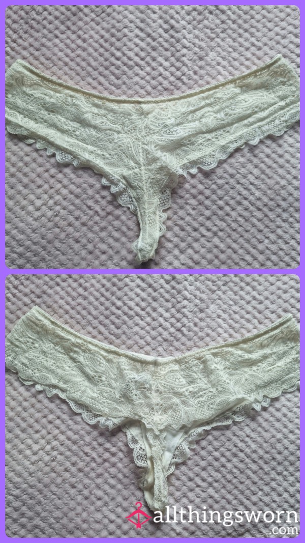 Worn For 22hrs - Cream Lace Thong