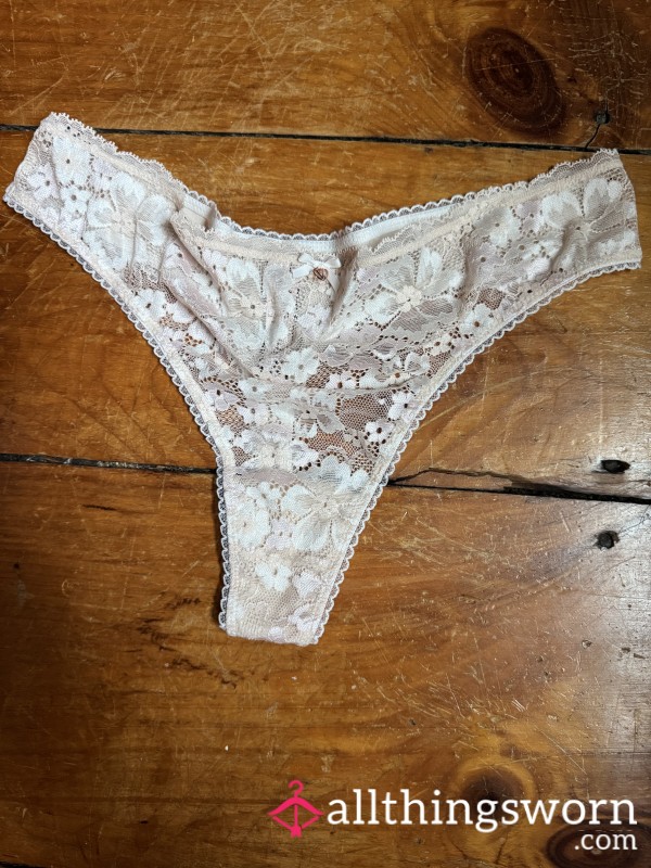 🤍 Cream Lace Thong, XL, VS