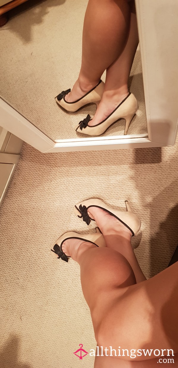 Cream Open Toes Stiletto Heels Size 7 MISS KG