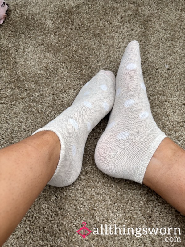 Cream Polka Dot Ankle Socks