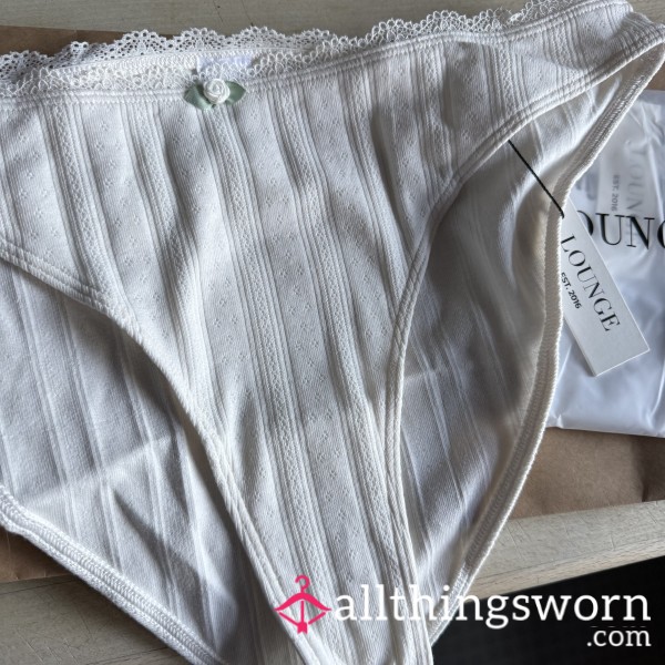 Cream Ribbed Lounge Pointelle Brief Full Backs - 24hr Wear Included