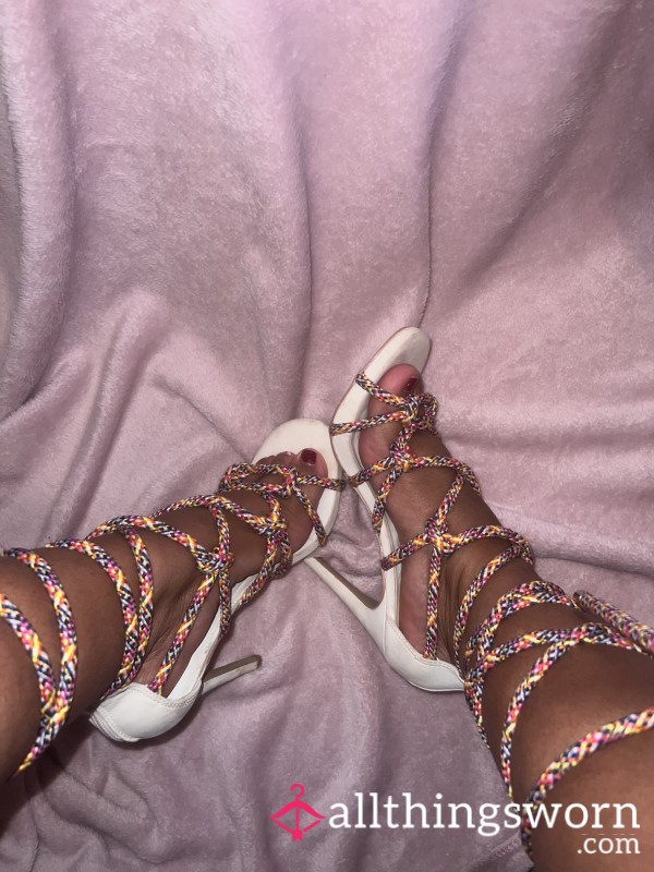 Cream Rope Tie Heels