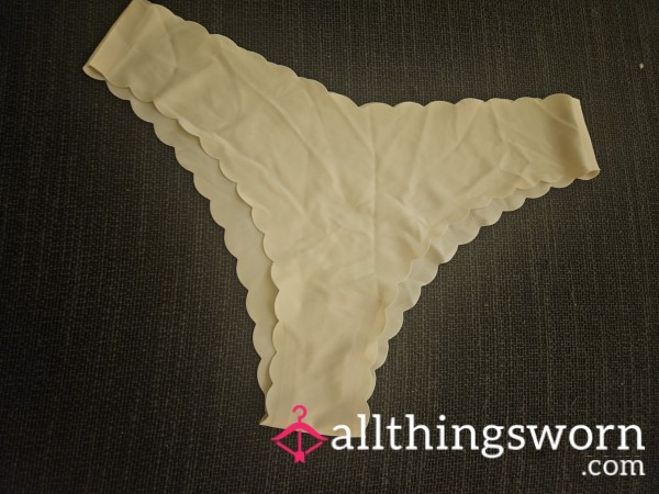 Cream Satin Like Thong Large