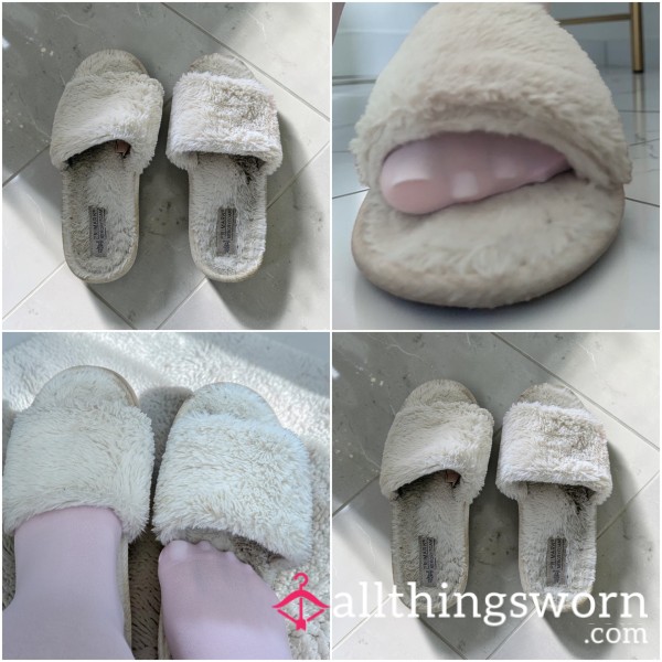 Cream Soft Open Toe Slippers