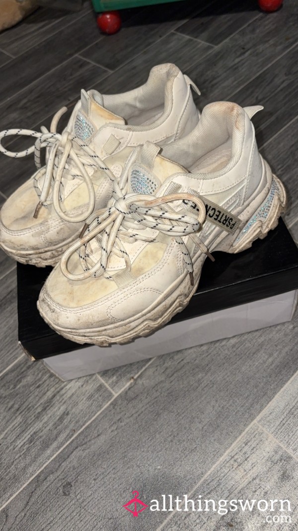 Cream, Sparkle & Dirt Rave/ Festival Sneakers/ Trainers