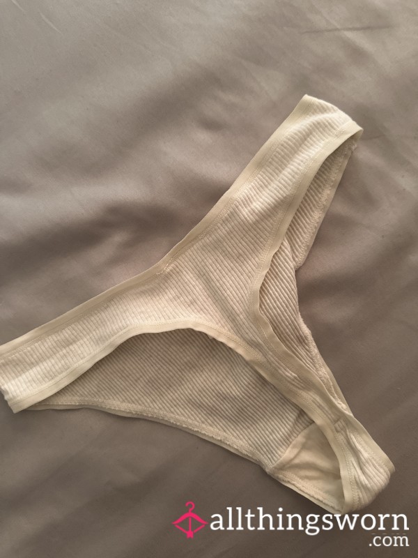Cream Thongs Been Worn For A Day