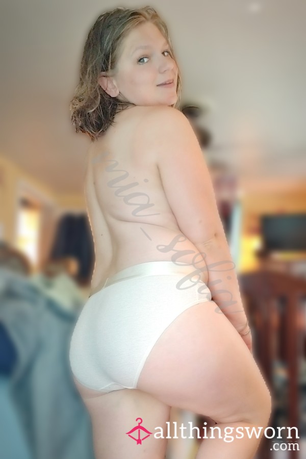Cream Waffle-Knit Brief