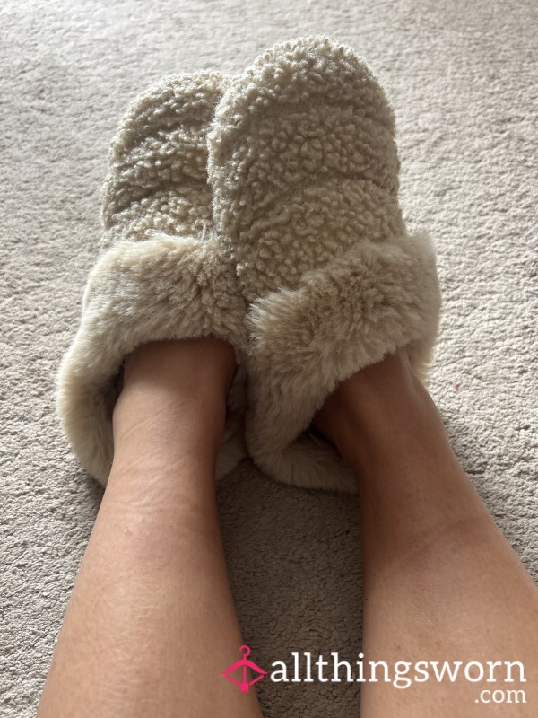 Cream Well Worn Slippers