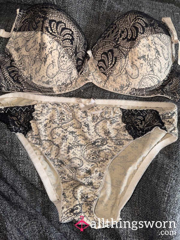 Cream/Brown With Black Pattern Set