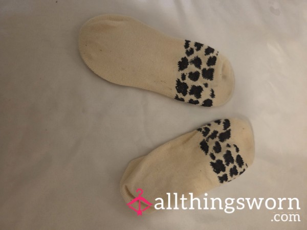 Cream/leopard Print Smelly Worn Socks