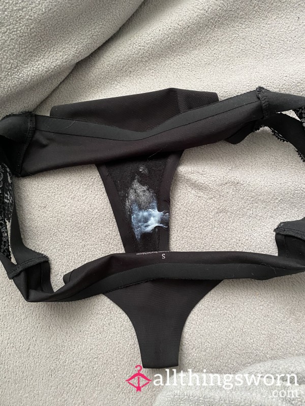 Creamy Black Thong