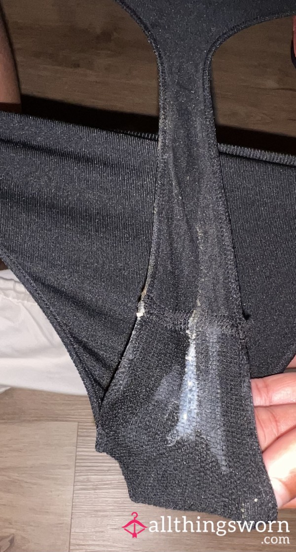 Creamy Black Thong
