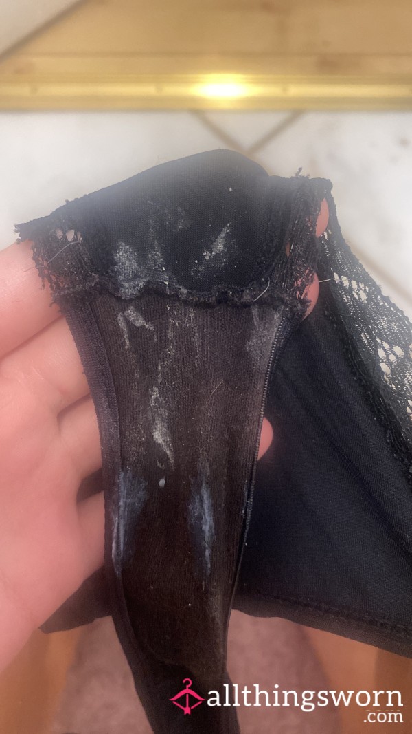 Creamy Black Thongs