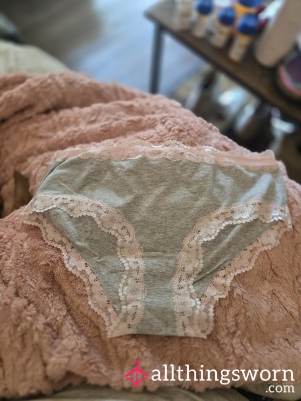 Creamy Gray/pink Cotton Panties