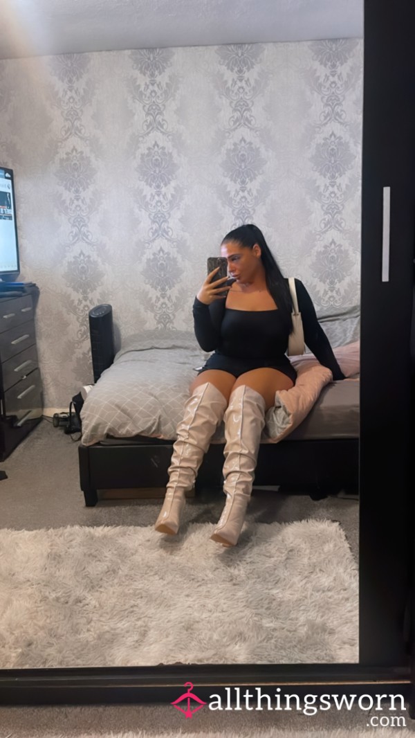 Creamy Leather Shiny Boots🔥