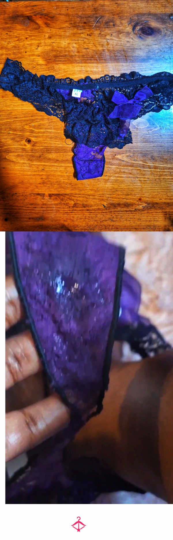 💦Creamy Purple Lace  Thong💦