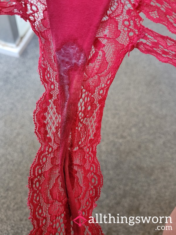 Creamy Red Lace And Its Still Early 😈