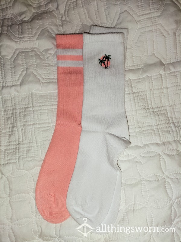 Crew Socks White And Pink