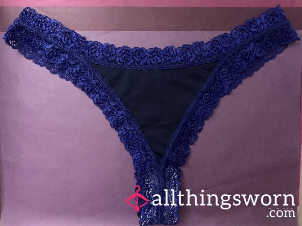 Crimson Blue Liner With Silky Lace Edging!