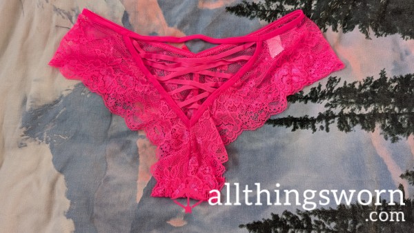 💖Criss-cross B*m Hot Pink Brazilian Panties
