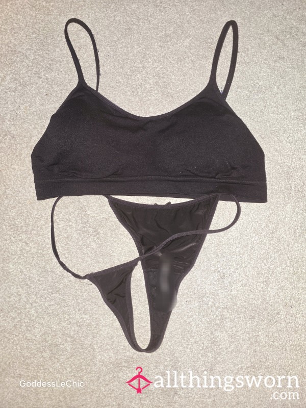 Post Gym Crop Top And Creamy G-string