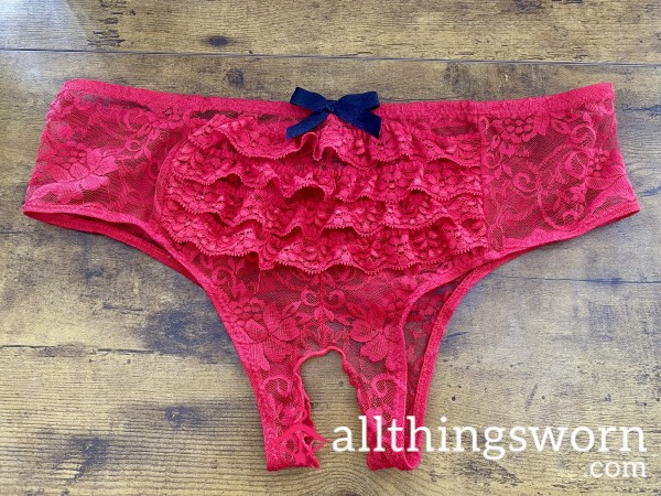 Crotchless Red Lace Panties