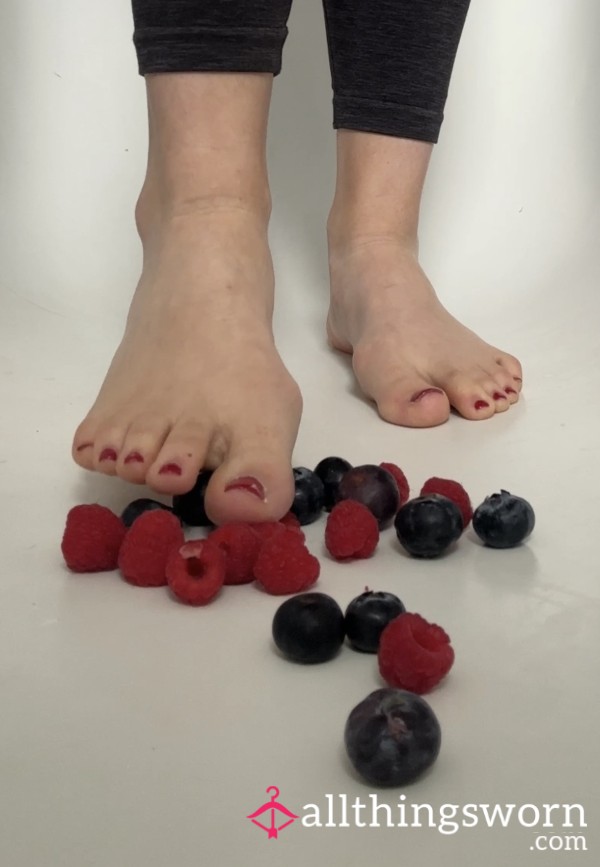 Crushing Blueberries And Raspberries With My Feet