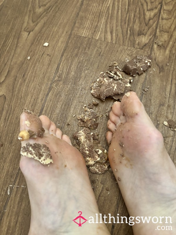 Crushing Mini Chocolates With My Feet And Playing With Them