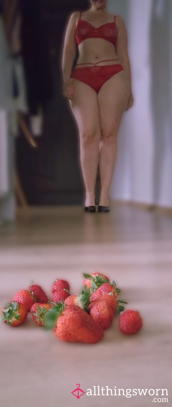 Crushing Strawberries🍓 With Shiny Heels