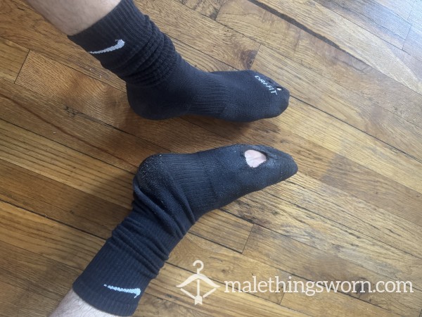 Sweaty Musky Black Nike Socks W Holes