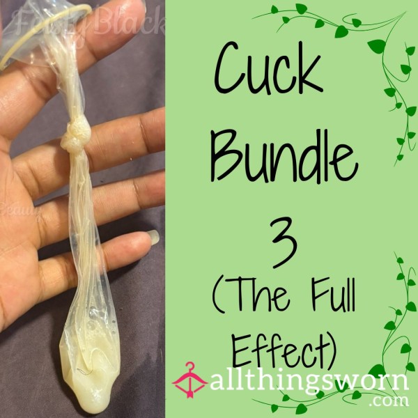 Cuck Bundle 3: The Full Effect (BBC C*m Filled Used Condom, C*m, BBC, Big Load, BBC C*m, Cuckold, Clean Up, Femdom, CEI, Socks, Creampie, Creampie Panties, CEI Video)