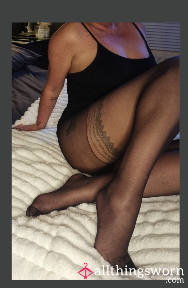 Cuck/cuckquean Lick Our Creampie Pantyhose ( Black) Duo Wear 48 Hours Worn