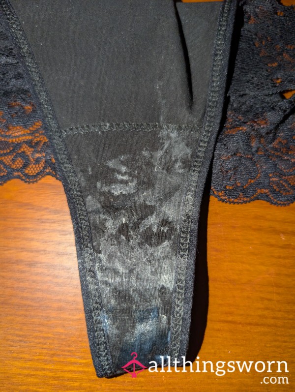 C*m Stained Black Cotton Thong