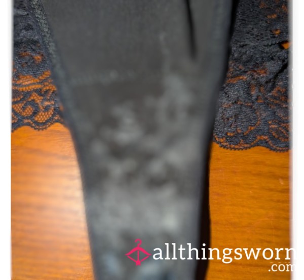 C*m Stained Black Cotton Thong