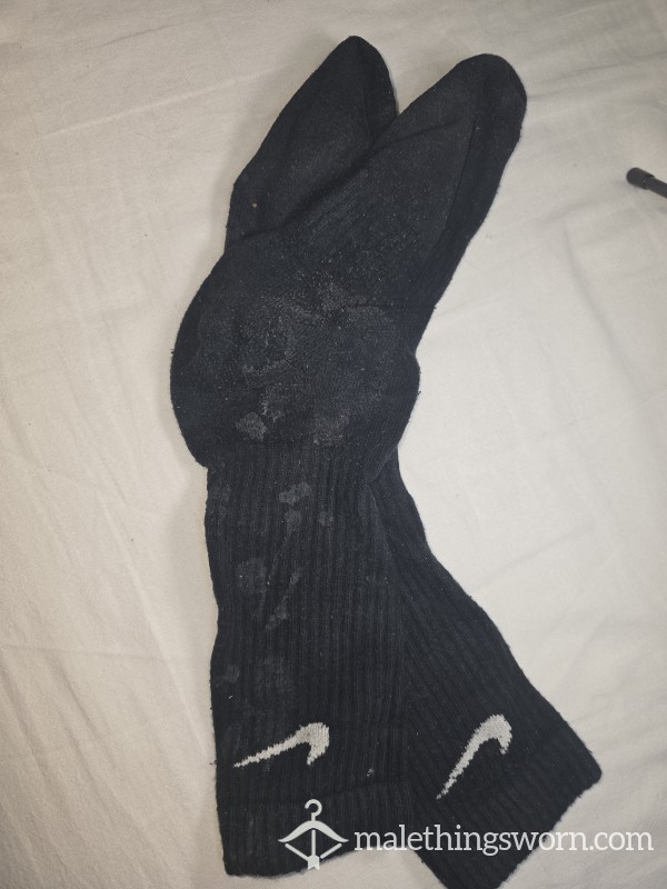 C*m Covered Black Nike Worn Socks