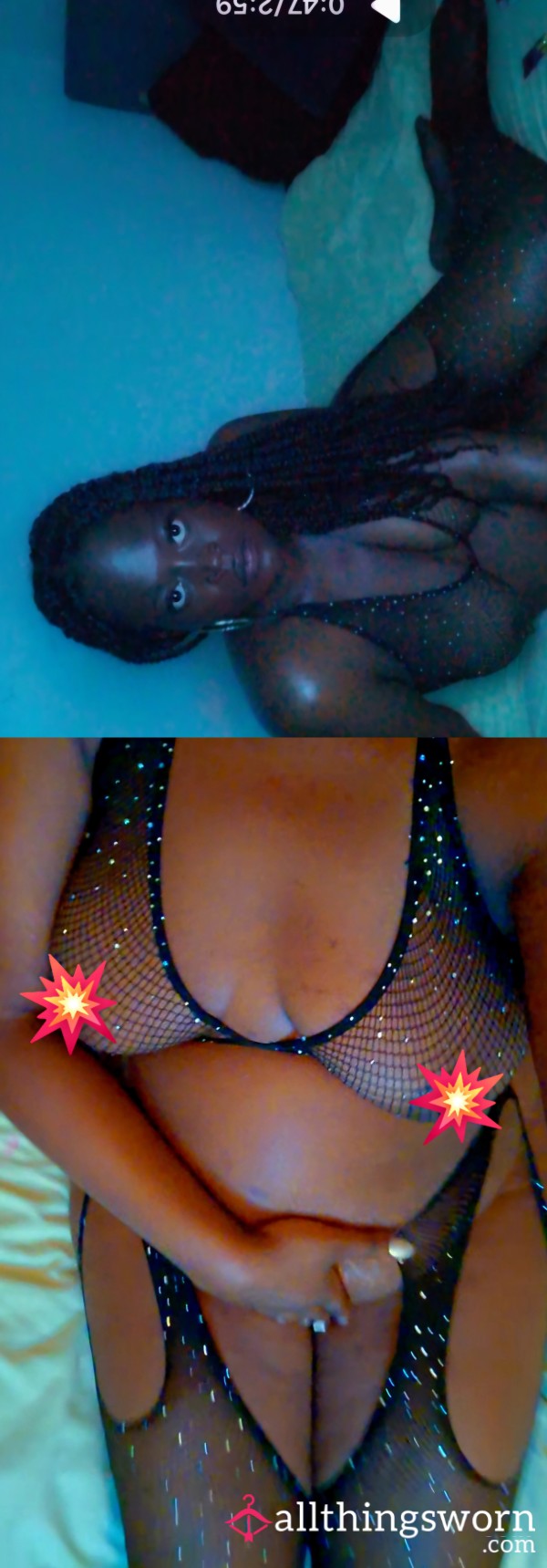 Bbw C*m Covered Rainbow  Rhinestone Stocking