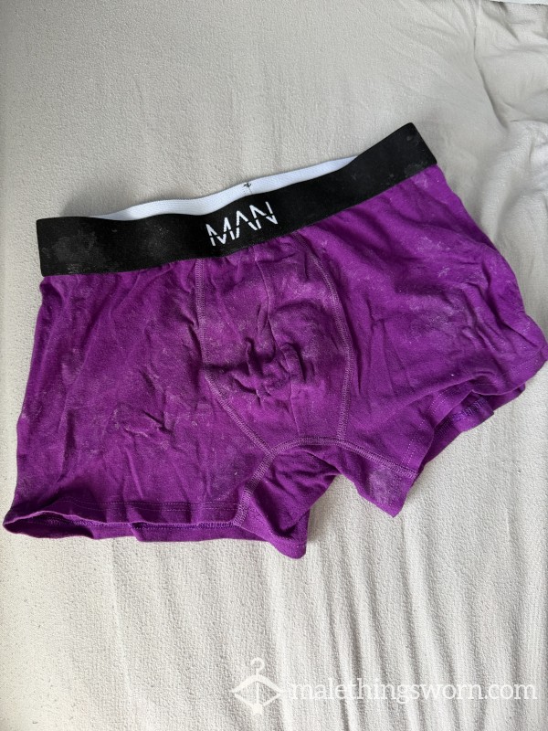 C*m Filled/stained Purple Boxers 😈