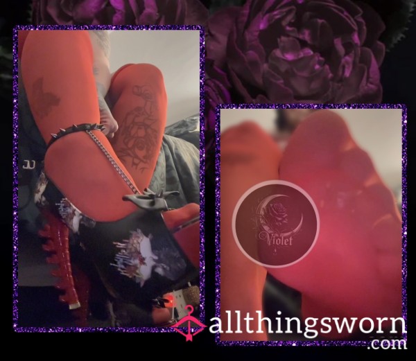 C*m Over My Nylon Covered Feet, Heel & Nylon Tease With Countdown