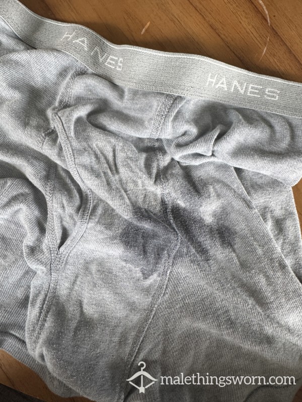 C*m-stained Hanes Boxer Briefs