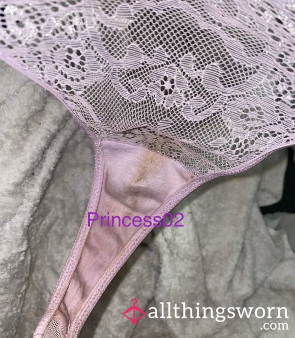 😈CURRENT WEAR😈  4 Day Worn Lilac Sparkle Thongs 🤍
