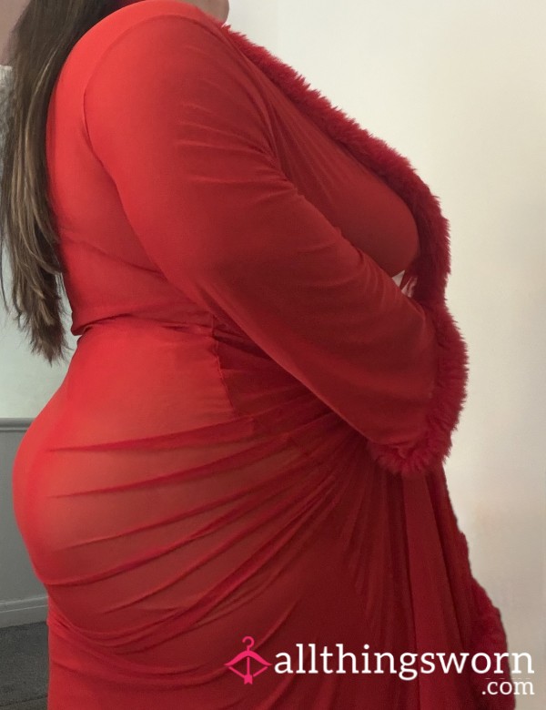 Curvy Red Robe Tease ❤️ 10 Photo Bundle | Legs, Feet & Curves