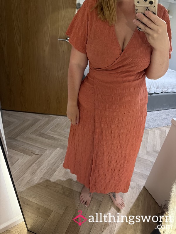 🍑 CurvyCandy’s Pretty Peach Wrap Dress – Size XL 🍑