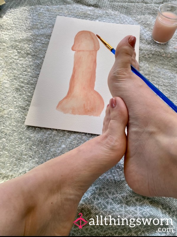Custom Foot-Painted Watercolour Of Your C*ck – Sensual, Personal, One-of-a-Kind