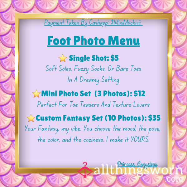 Custom Foot Photo Menu – Poses, Socks, Soles & More