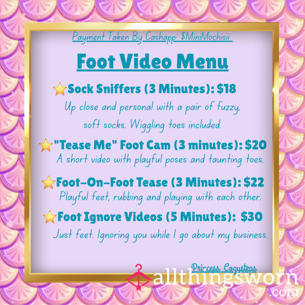Custom Foot Video Menu – Teases, Wiggles, & More
