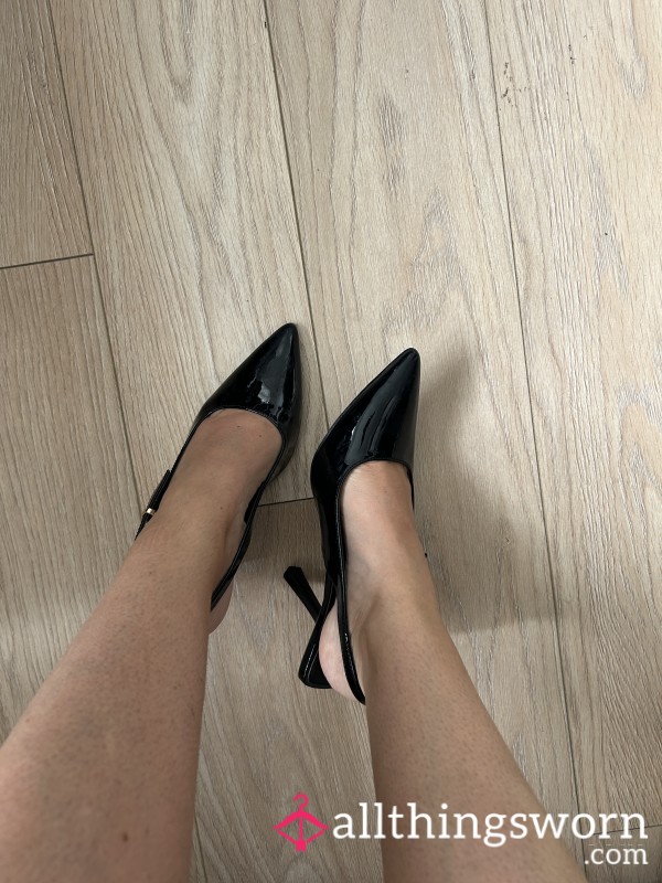 Custom Videos In Black Slingback Heels