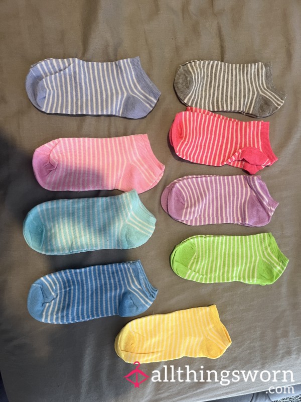Custom Wears Striped Coloured Ankle Socks. 4 Or 7 Days Wears Available