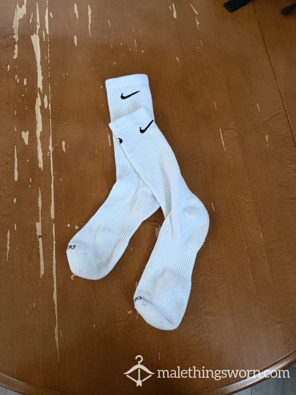 Custom Worn Nike Dry-Fit White Socks - Sweat To Order!