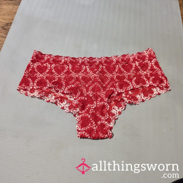 ❤️ Custom Worn Red Lace Victoria’s Secret Cheekies ❤️